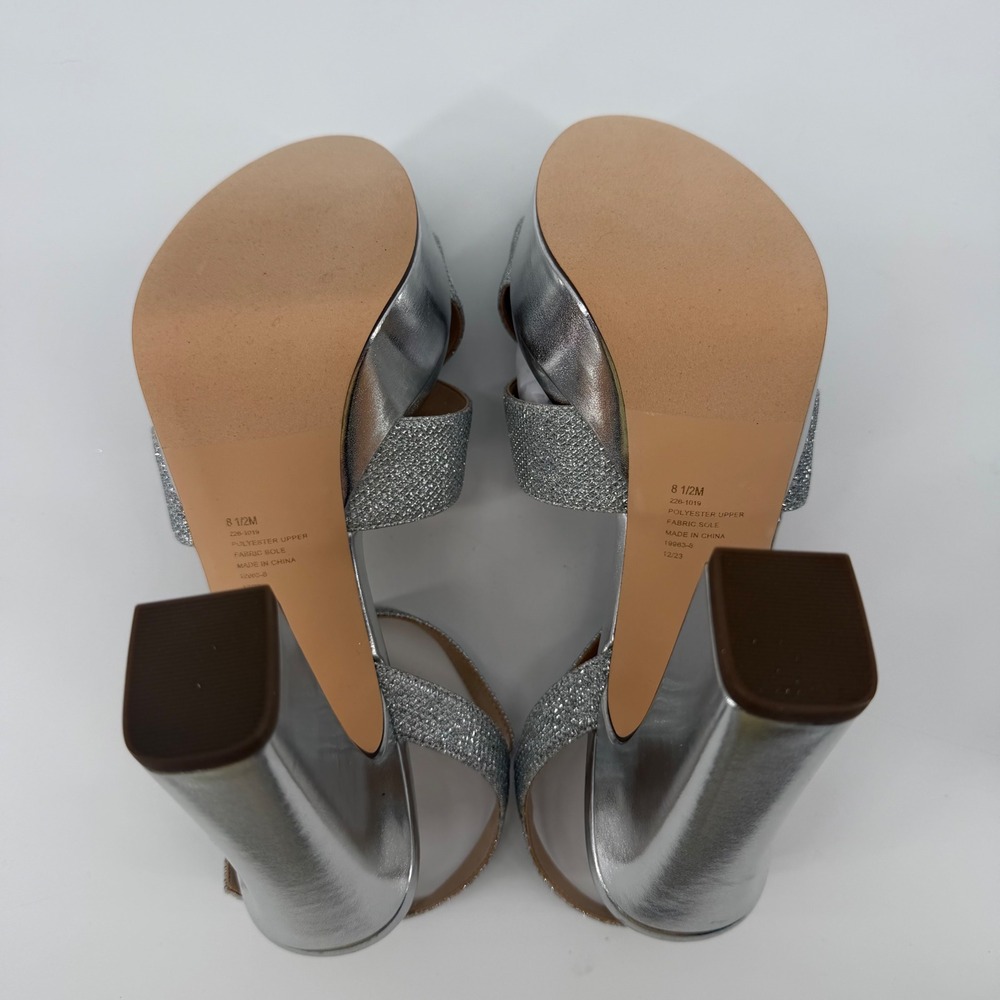 I. Miller Platform Sandals Womens 8.5 M Silver Samien Glitter Block Heel Strappy - Picture 8 of 10